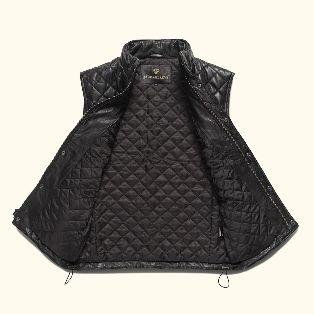 Highlands Quilted Leather Vest | Black