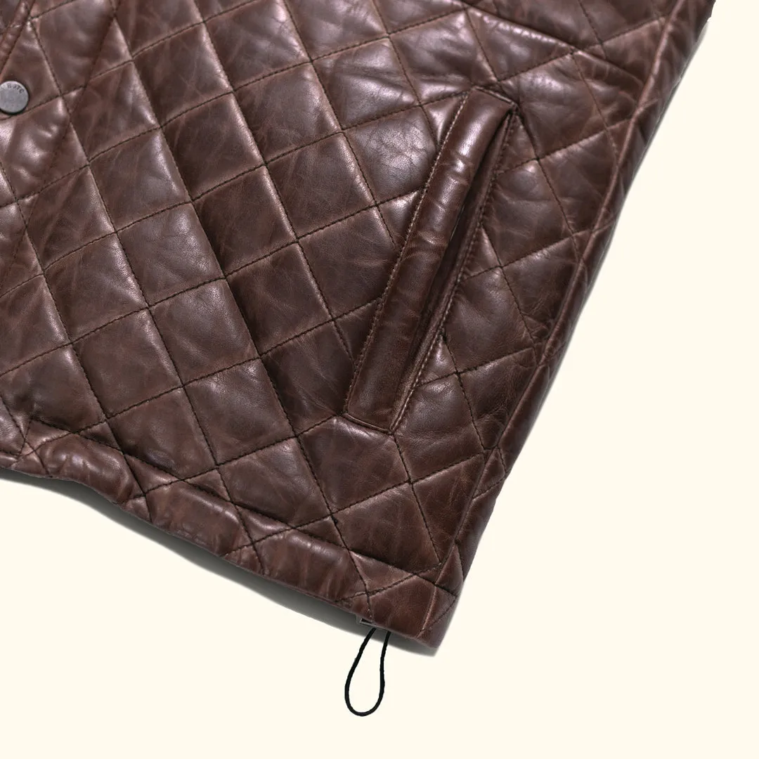 Highlands Quilted Leather Vest | Mahogany Brown