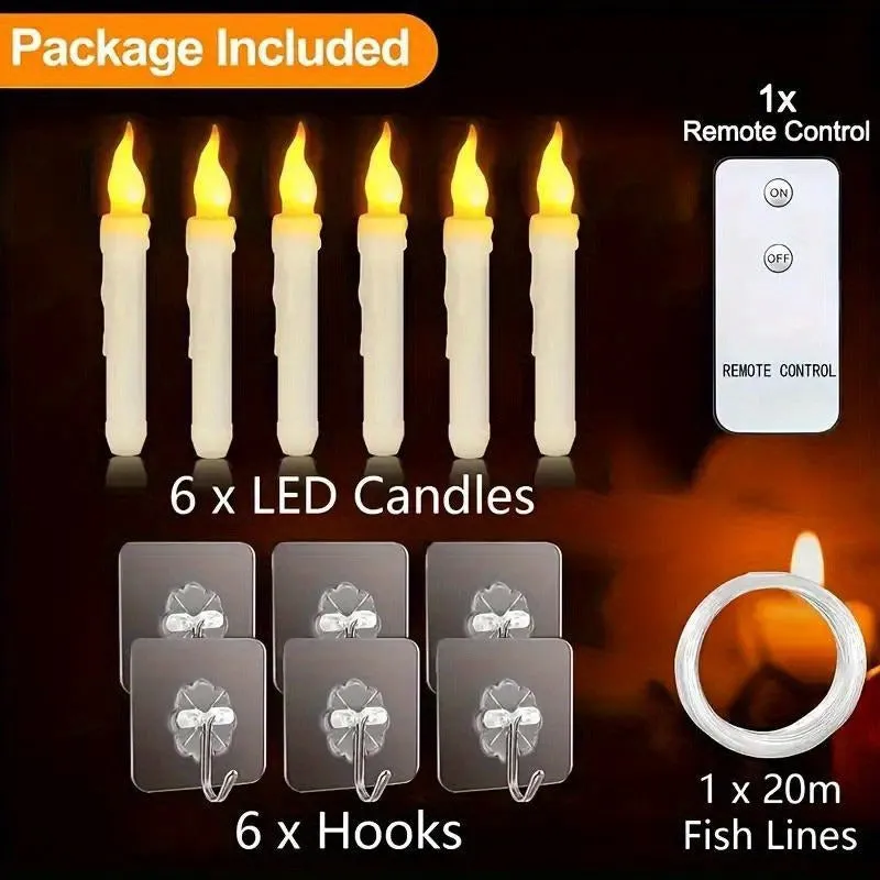 Illuminate Your Celebrations: Flameless Taper Floating Candles Set | Decoration Items |