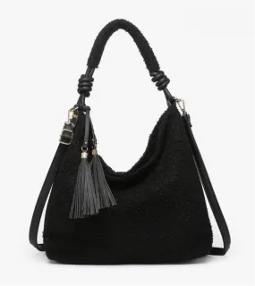 Jen & Co Bea Fuzzy Hobo w/ Tassel