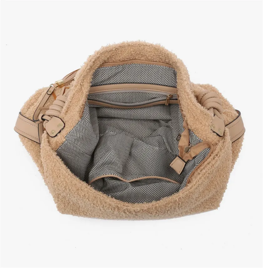 Jen & Co Bea Fuzzy Hobo w/ Tassel