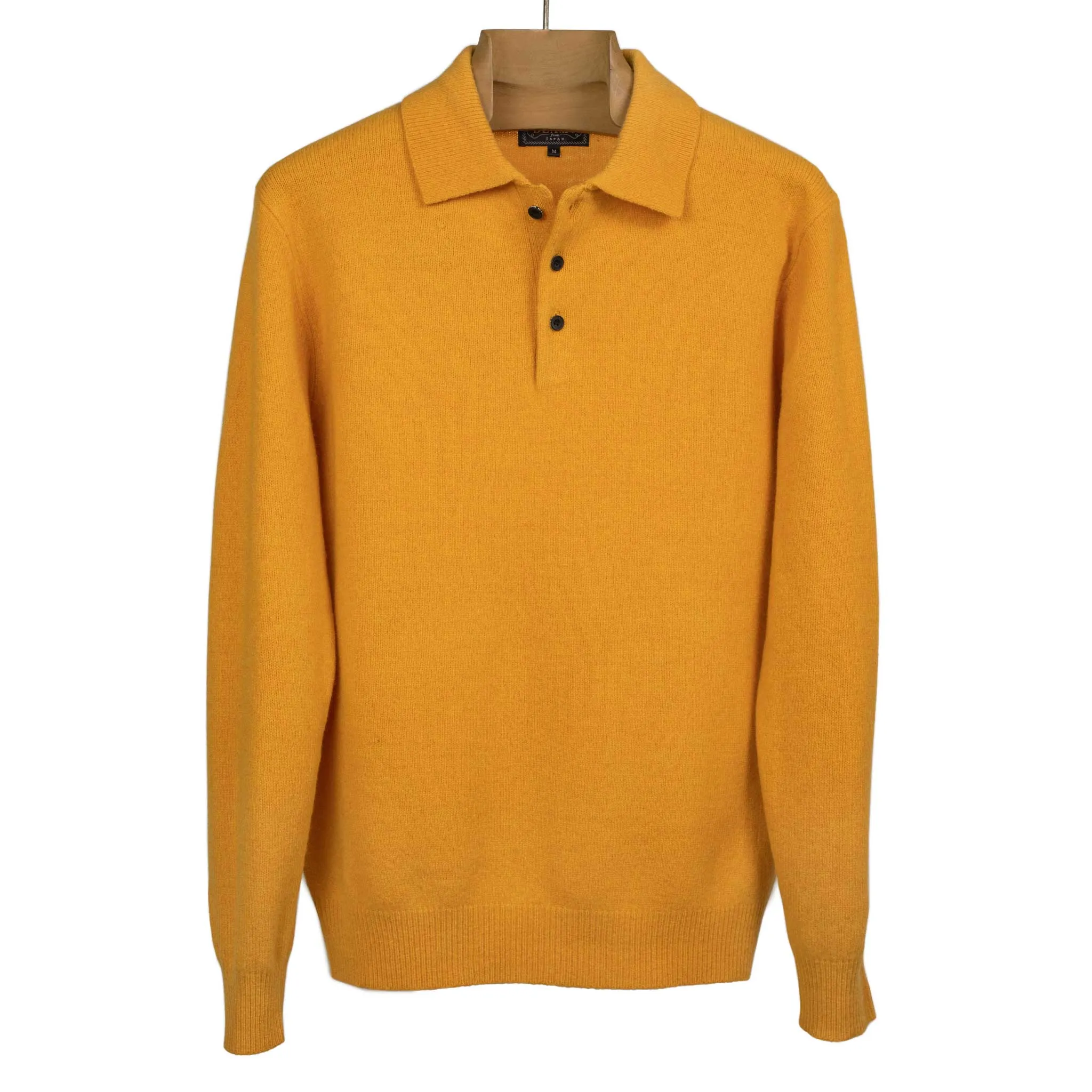 Knit polo in gold wool