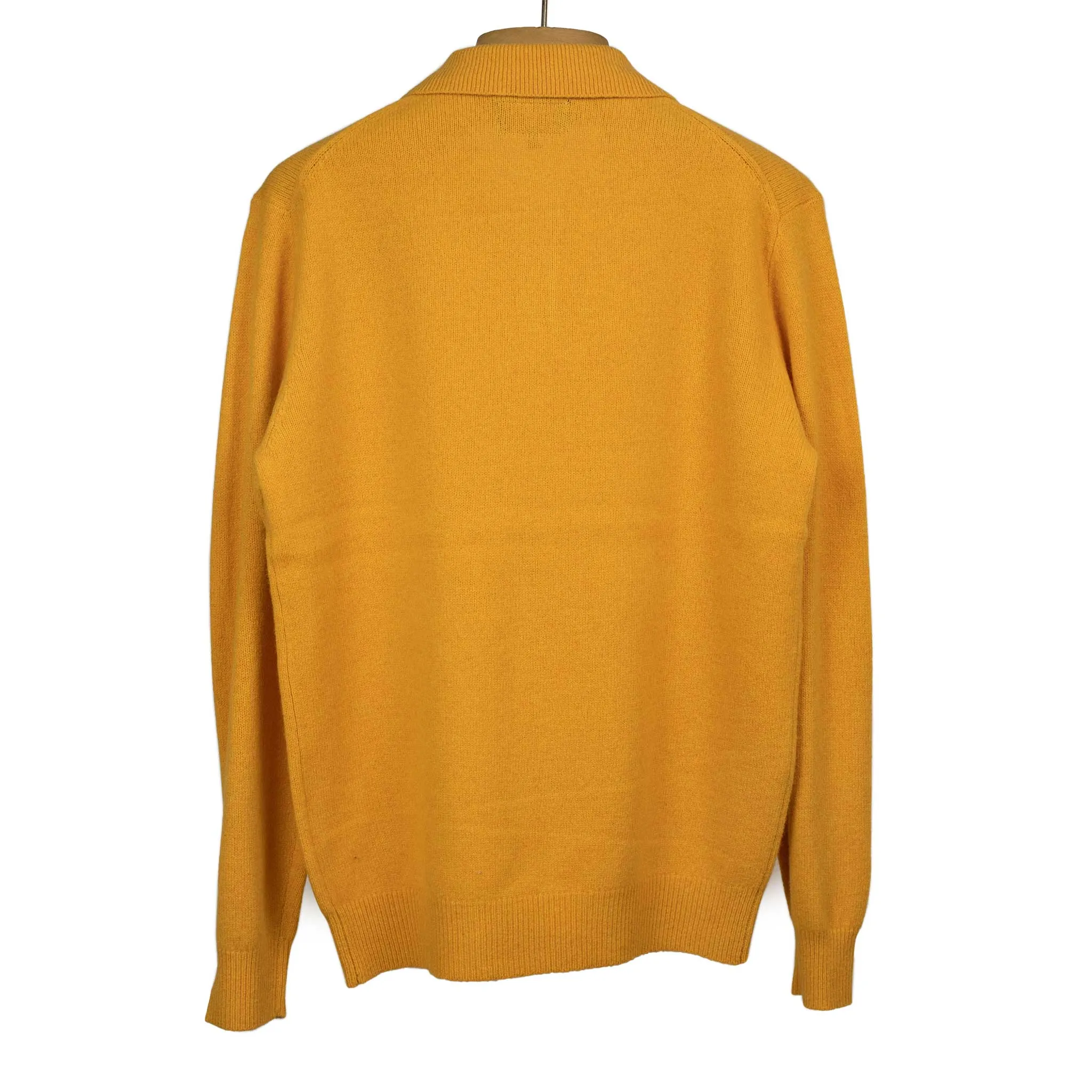 Knit polo in gold wool