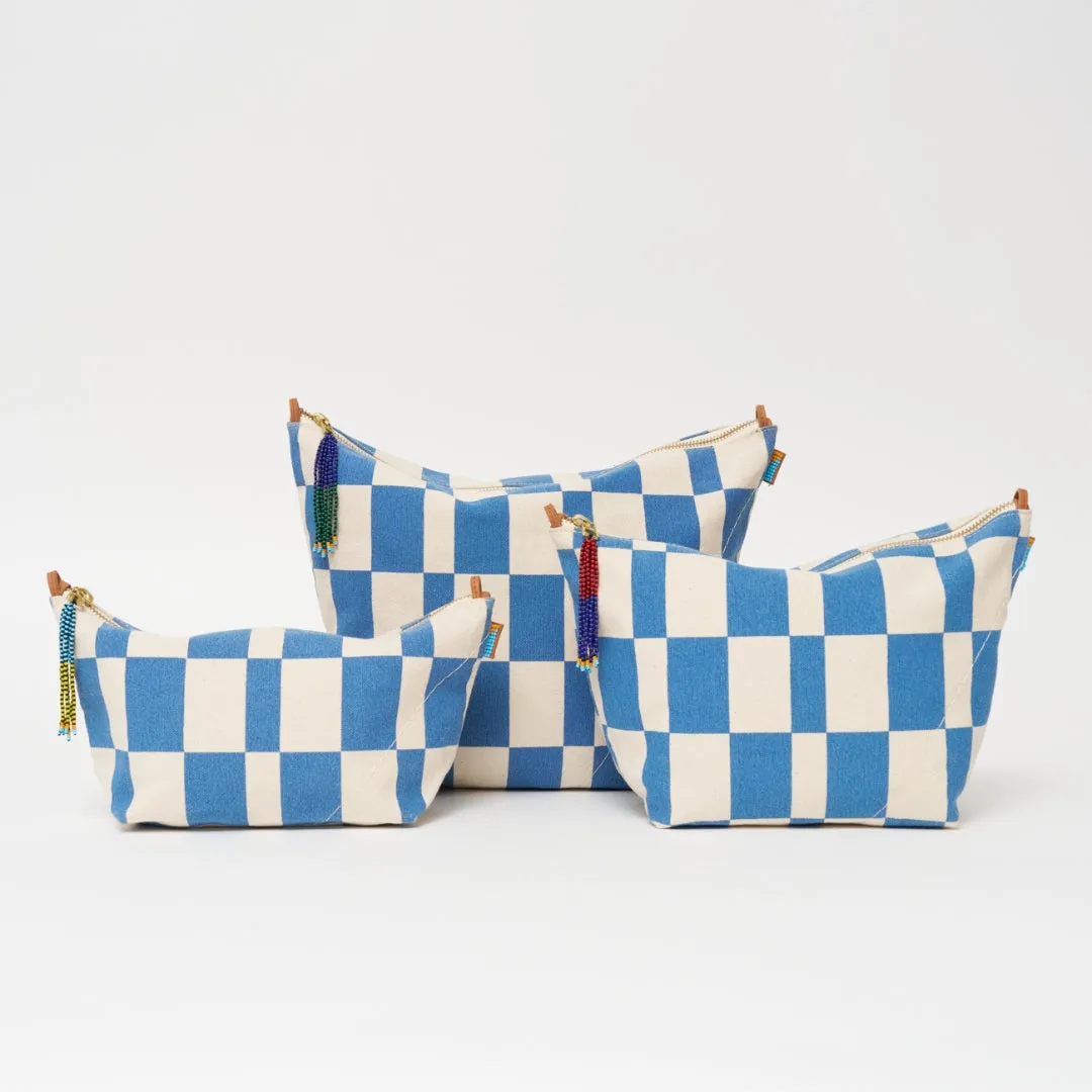 Large Convertible Pouch - Chambray Checker