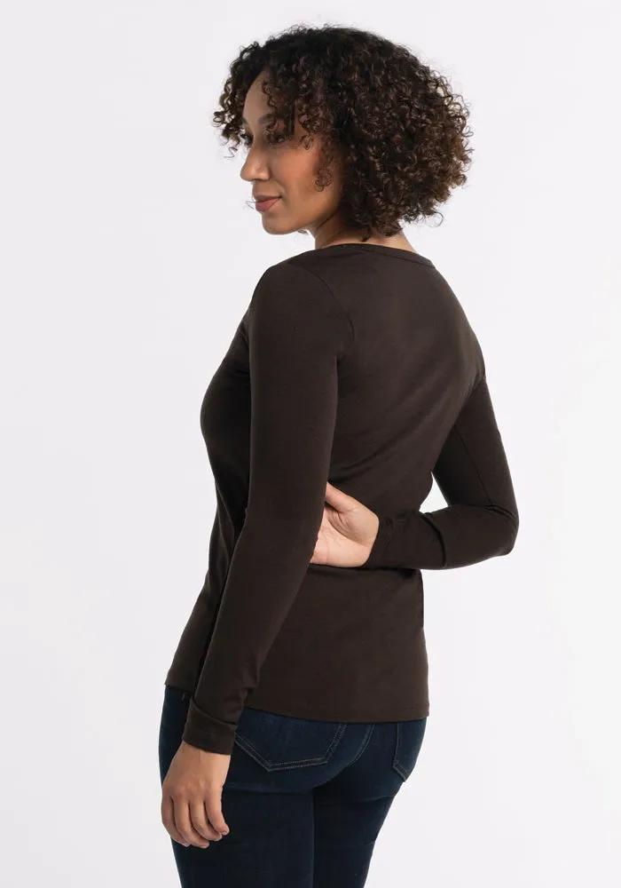 Layla V Neck Top - French Roast