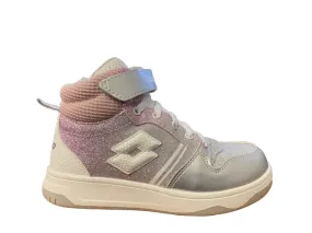 Lotto scarpa da ginnastica alta da ragazza Rocket AMF III Mid Glitter CL S 218170 9DX metal silver-white-pale mauve