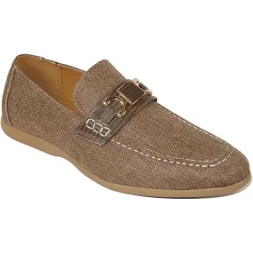 men Comfort Shoes AC CASUALS Upper Slip On Linen Fabric Texture 6816 Brown New