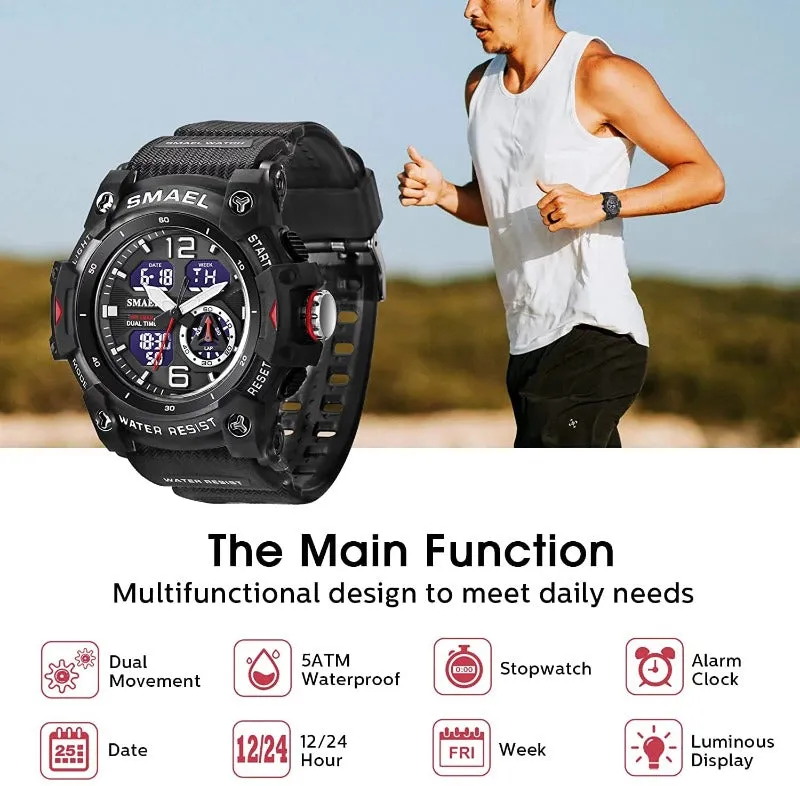 Men’s Digital Analog Military Style Sports Wristwatch