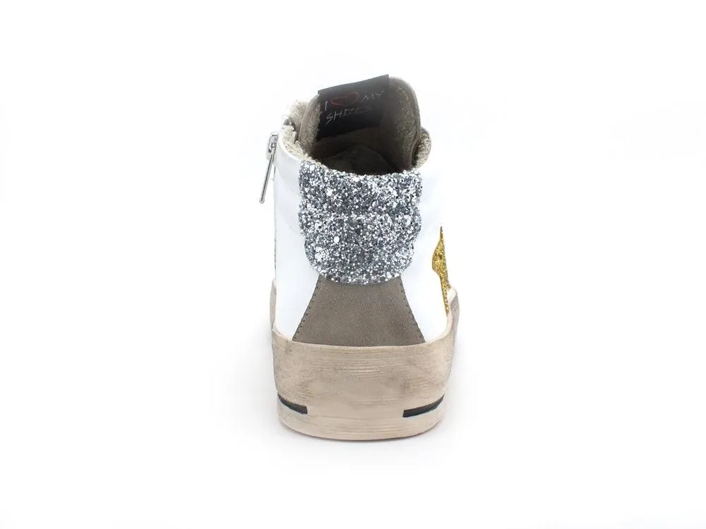 OKINAWA Mid Plus Limited Sneaker Mid Glitter Bianco Gold 1955