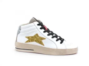 OKINAWA Mid Plus Limited Sneaker Mid Glitter Bianco Gold 1955