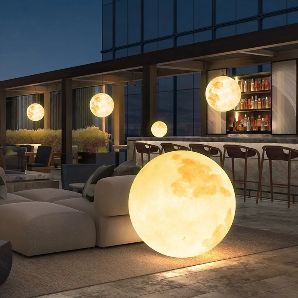 Outdoor Resin Moon Texture Chandelier Waterproof Landscape Decorative Lighting