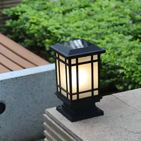 Outdoor Waterproof 3 Step Dimming Black Modern Solar Fence Post Lights