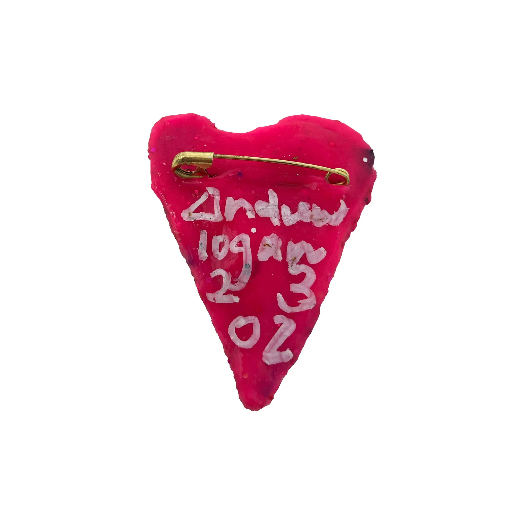 PINK & RED CRYSTAL IRIDESCENT HEART BROOCH, 2023