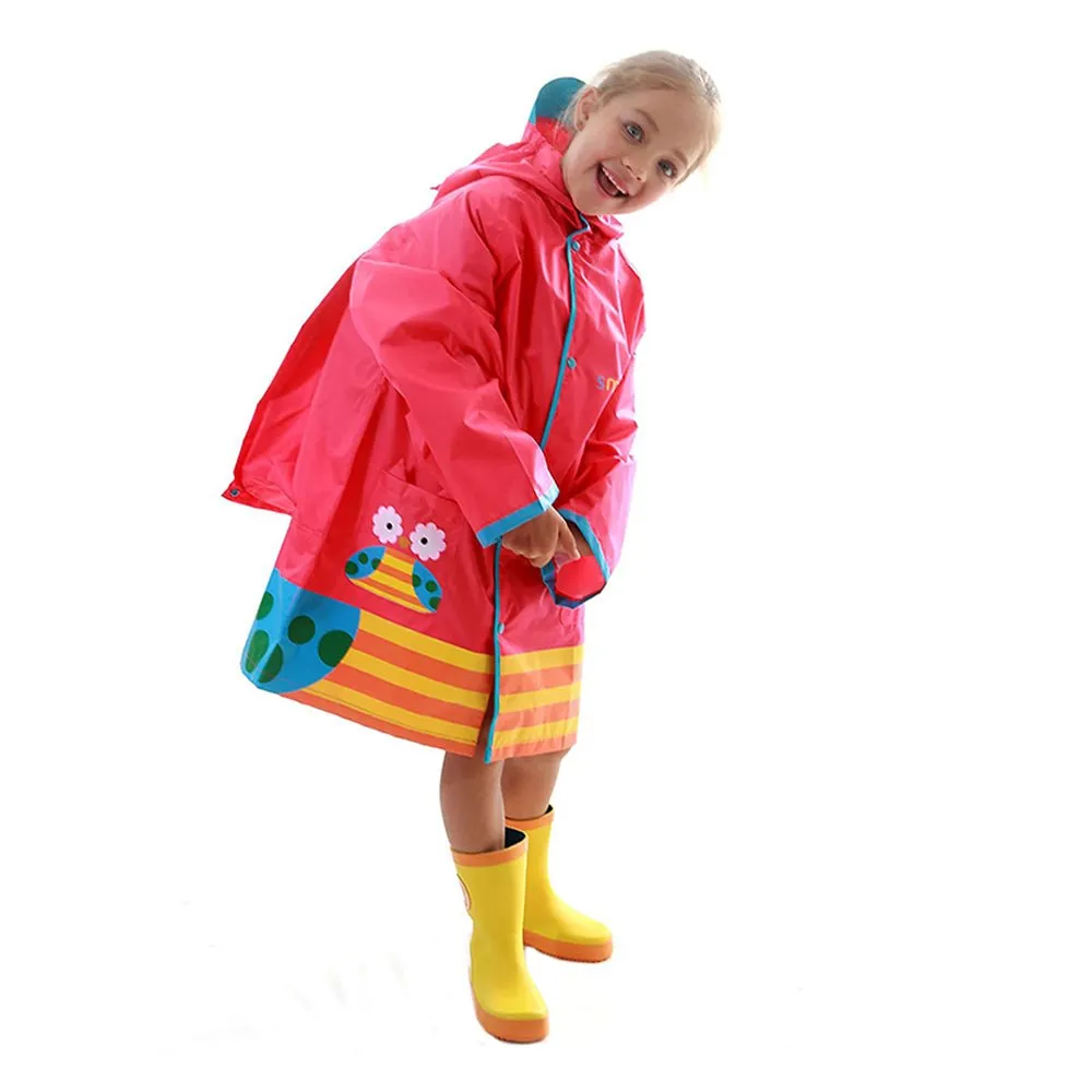 Pink Owl Stripes Knee Length Raincoat for Kids