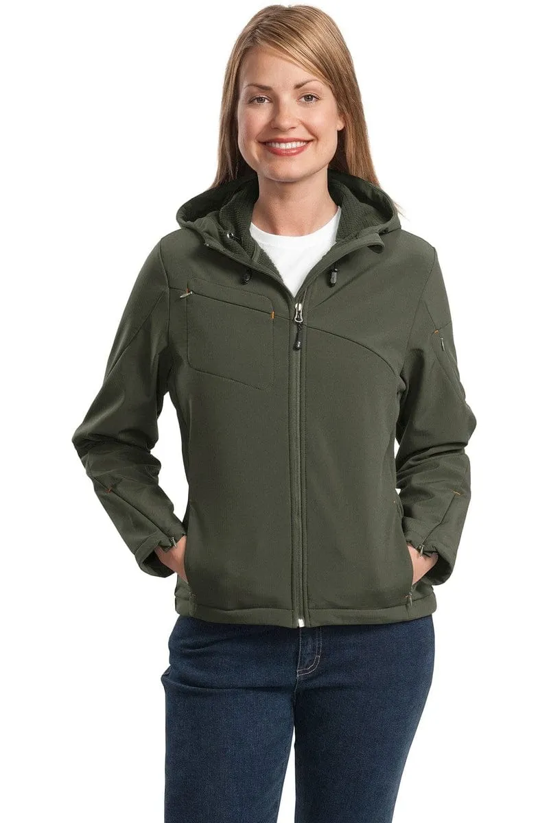 Port Authority   Ladies Textured Hooded Soft Shell Jacket. L706