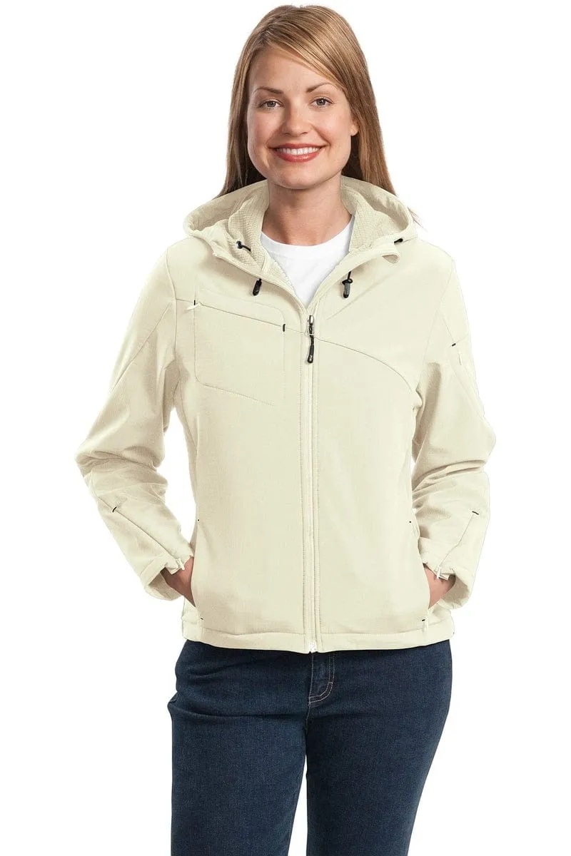 Port Authority   Ladies Textured Hooded Soft Shell Jacket. L706