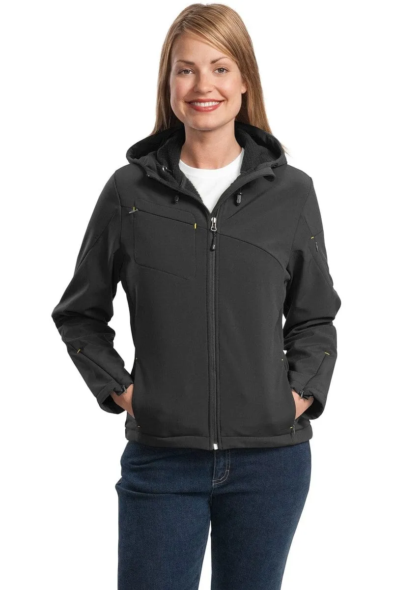 Port Authority   Ladies Textured Hooded Soft Shell Jacket. L706