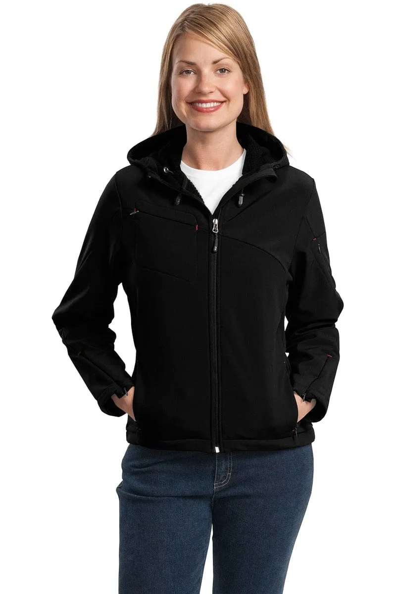 Port Authority   Ladies Textured Hooded Soft Shell Jacket. L706