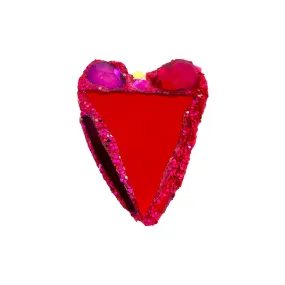 RED & PINK CRYSTAL HEART BROOCH, 2023