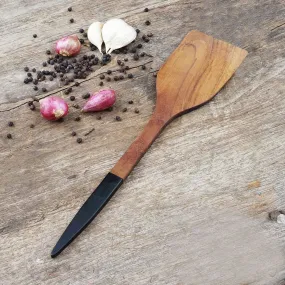 Resto Extra Large Teak Spatula with Black Handle