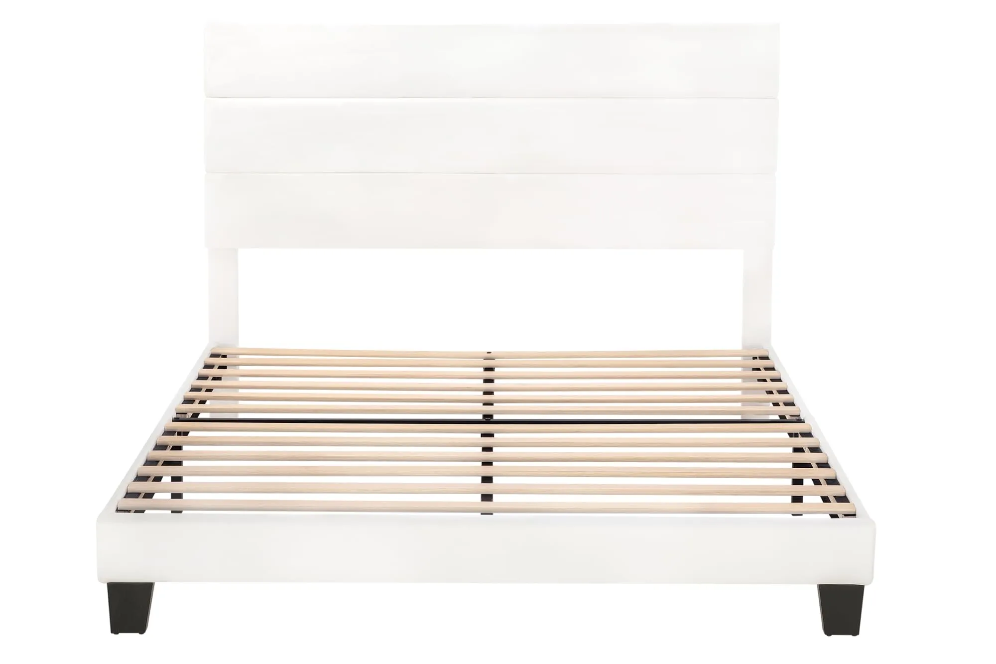 SHA CERLIN Full Platform Bed Frame with Velvet Upholstered Headboard, Mattress Foundation with Strong Wooden Slats Support, No Box Spring Needed, White