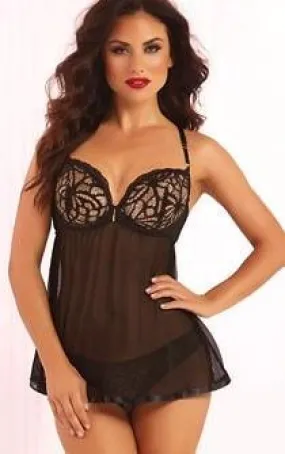 Sheer Open Back Babydoll Nightie