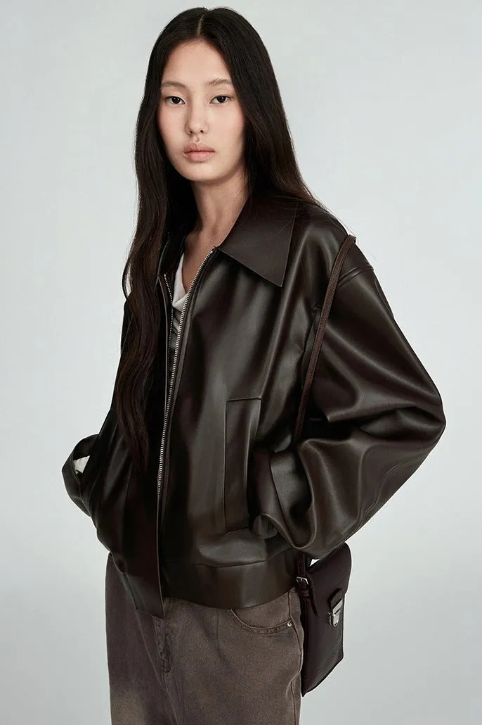 Sleek minimalist PU jacket | 2 color