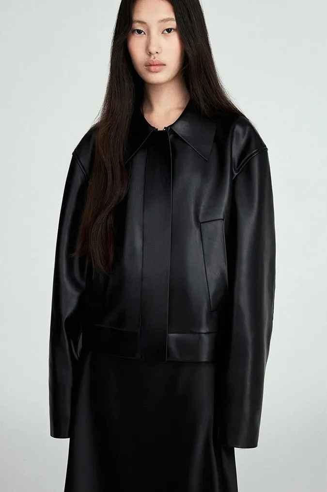 Sleek minimalist PU jacket | 2 color