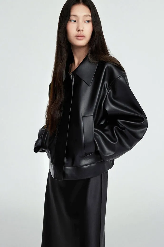 Sleek minimalist PU jacket | 2 color