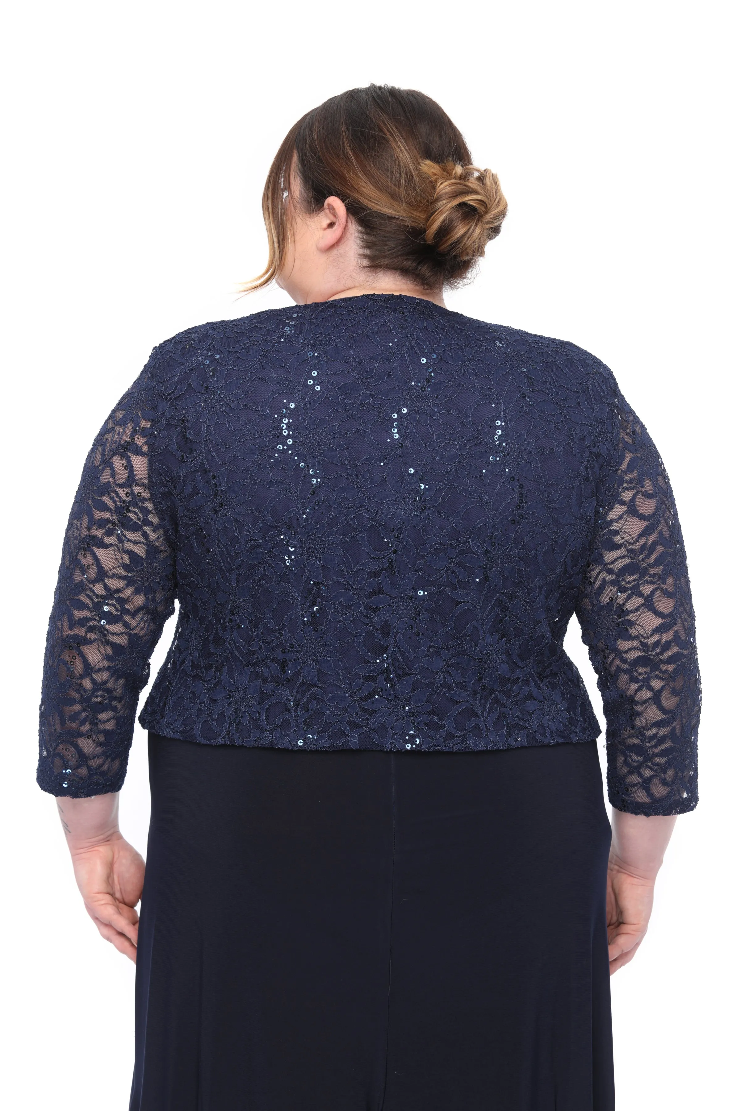 SLEEKTRENDS Womens Plus Size Embellished Sequin LaceBolero Jacket