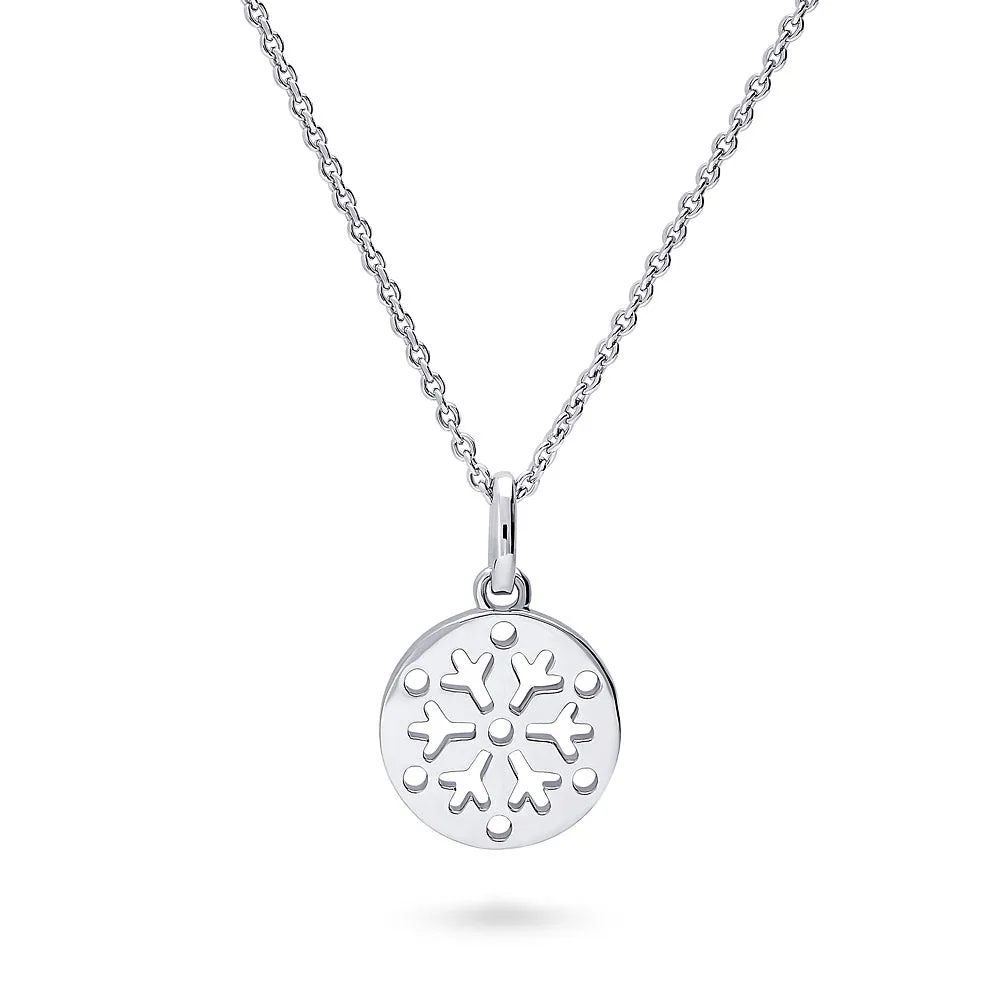 Snowflake Coin Necklace and Earrings in Sterling Silver