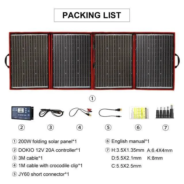 Solar Panel 200 W Flexible USB  18 V 36V for Boats/Out-door Camping Charge 12V