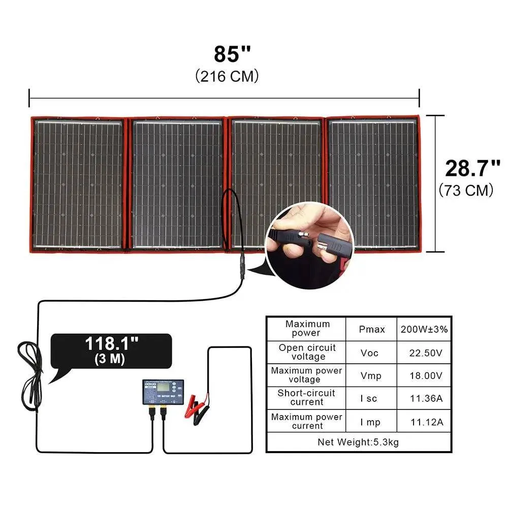 Solar Panel 200 W Flexible USB  18 V 36V for Boats/Out-door Camping Charge 12V