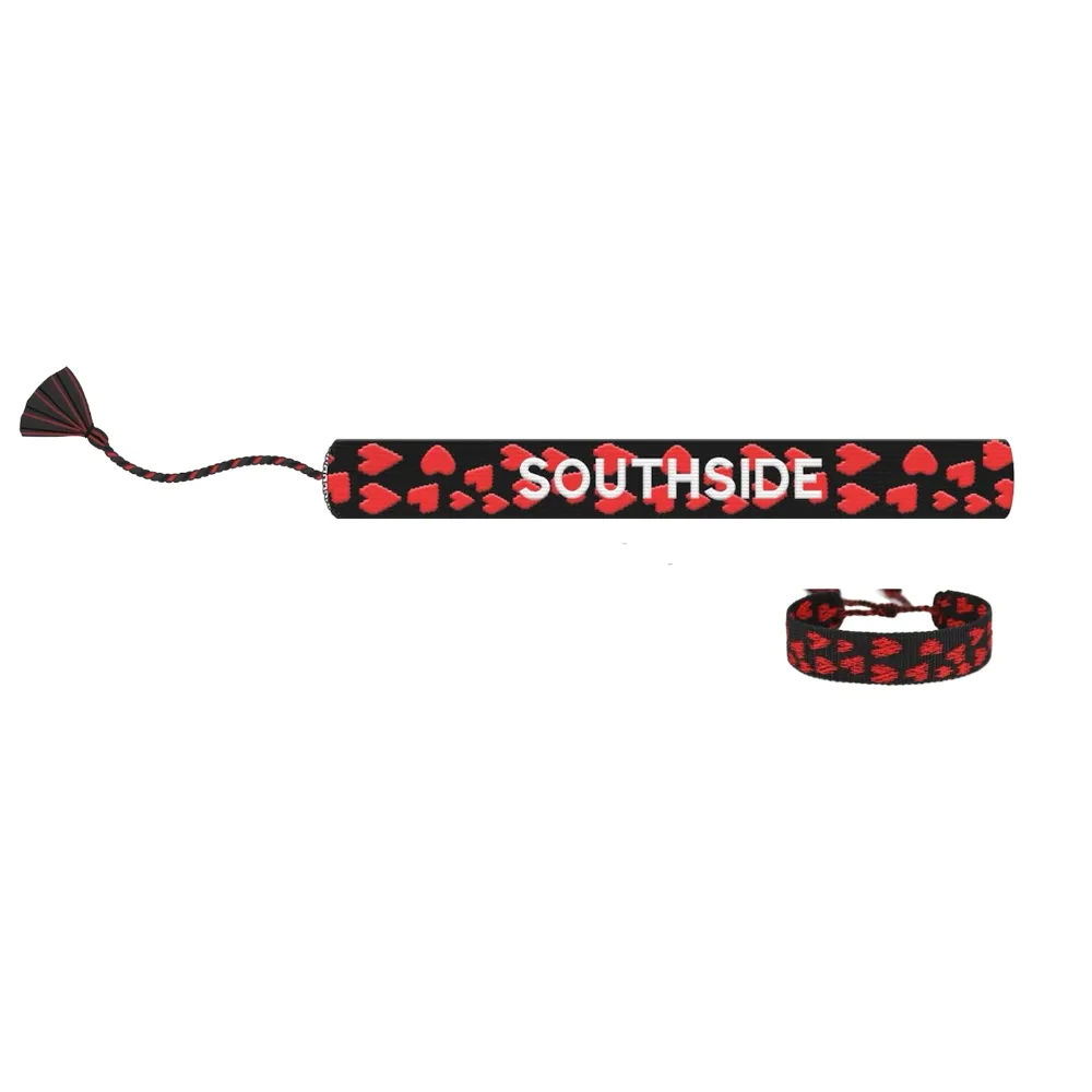 SOUTHSIDE HEATH HAWKS TEAM TASSEL BRACELET RED/BLACK HEART