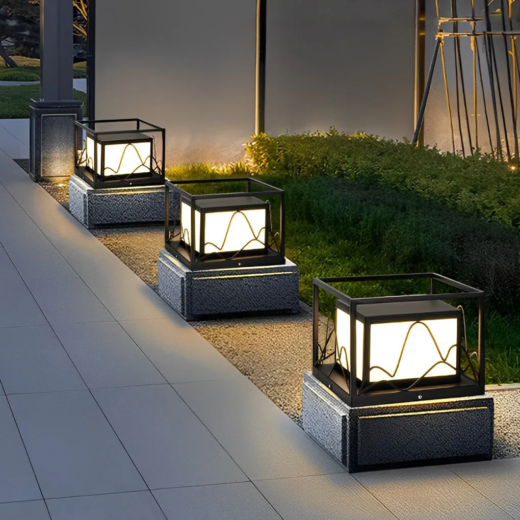 Square Waterproof Mountain Scenery Outdoor Solar Post Caps Lights