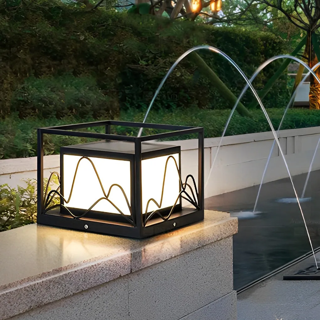 Square Waterproof Mountain Scenery Outdoor Solar Post Caps Lights