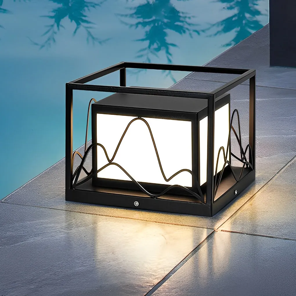 Square Waterproof Mountain Scenery Outdoor Solar Post Caps Lights