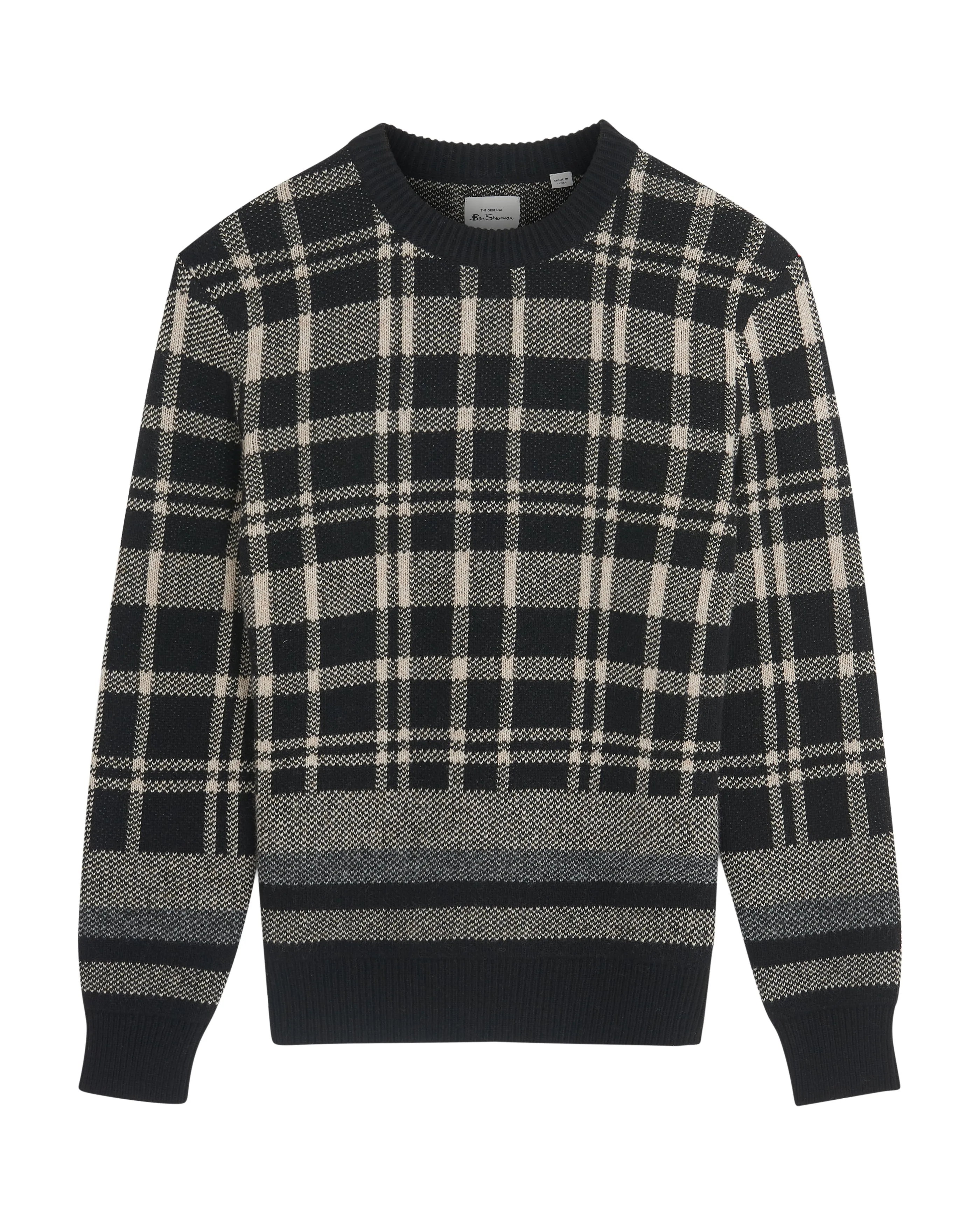 Tartan Jacquard Crew - Black