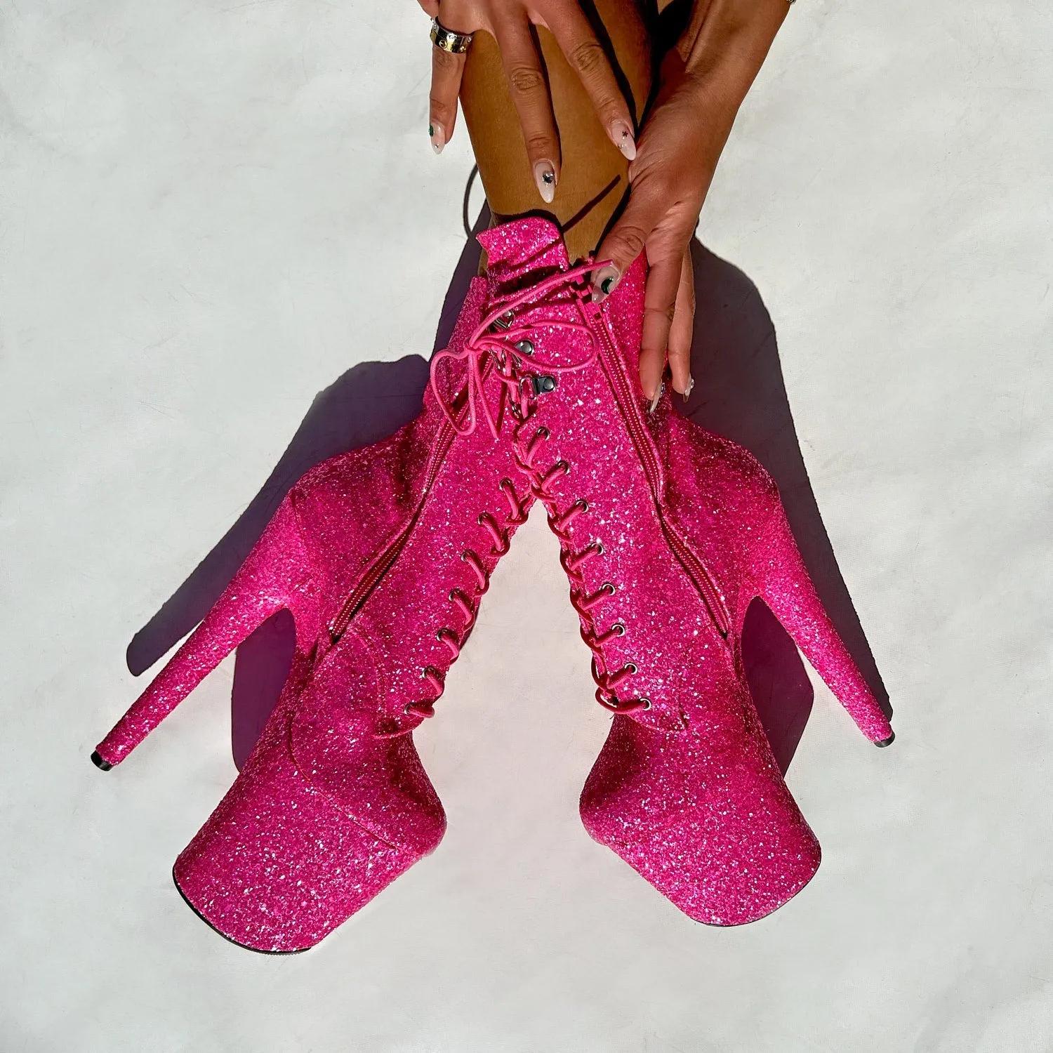 The Glitterati Xtra - Boot - Kitty Pink - 8 INCH