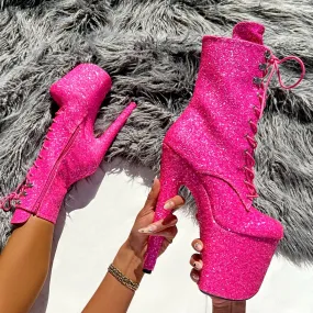 The Glitterati Xtra - Boot - Kitty Pink - 8 INCH