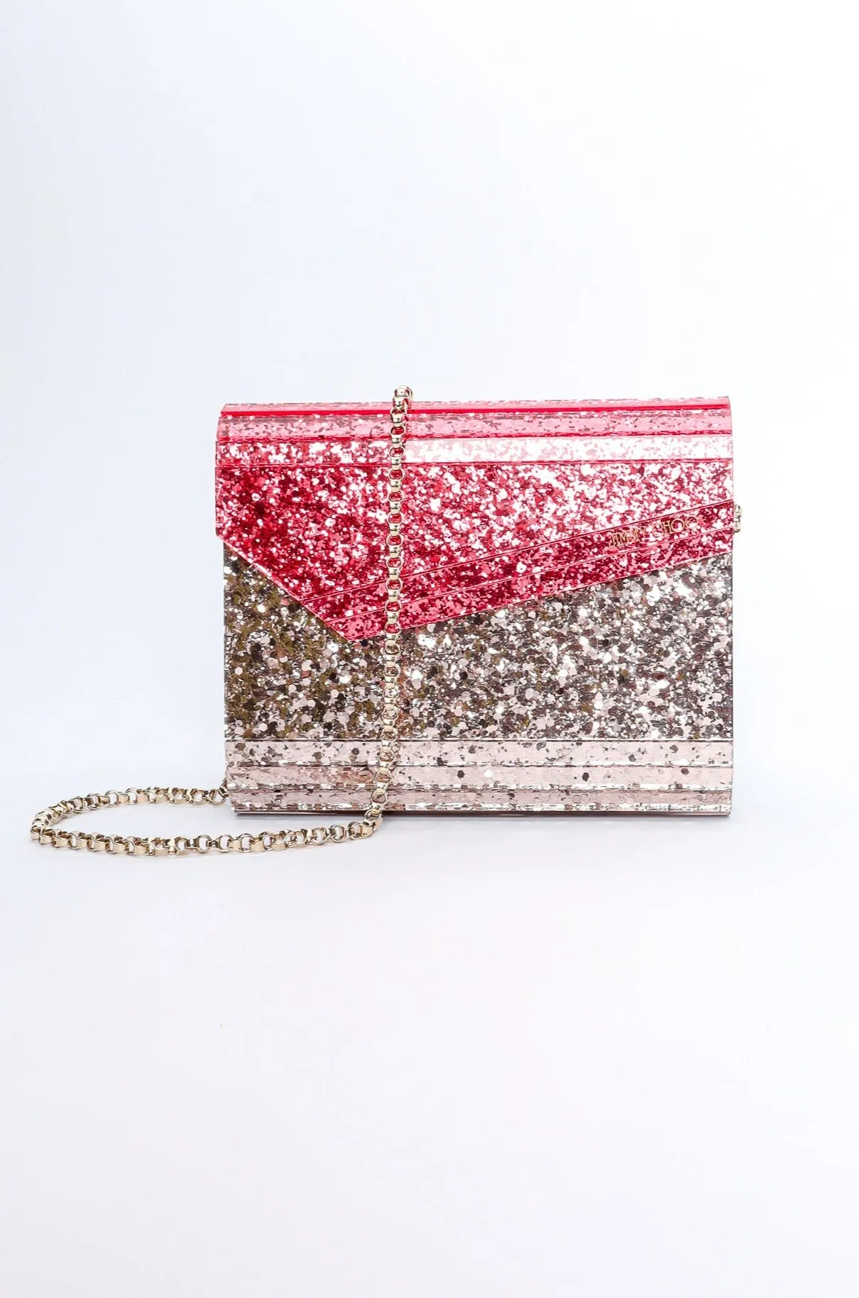 Two-Tone Acrylic Glitter Clutch Bag