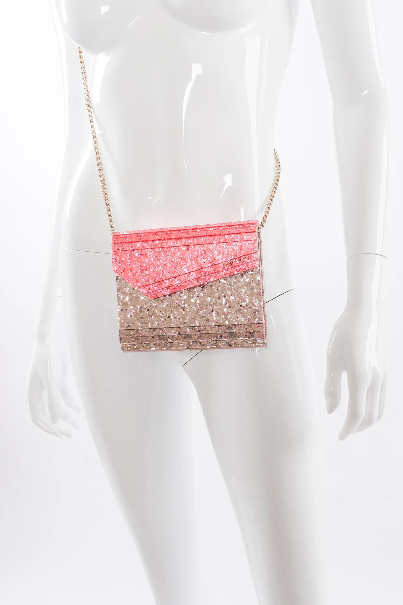 Two-Tone Acrylic Glitter Clutch Bag