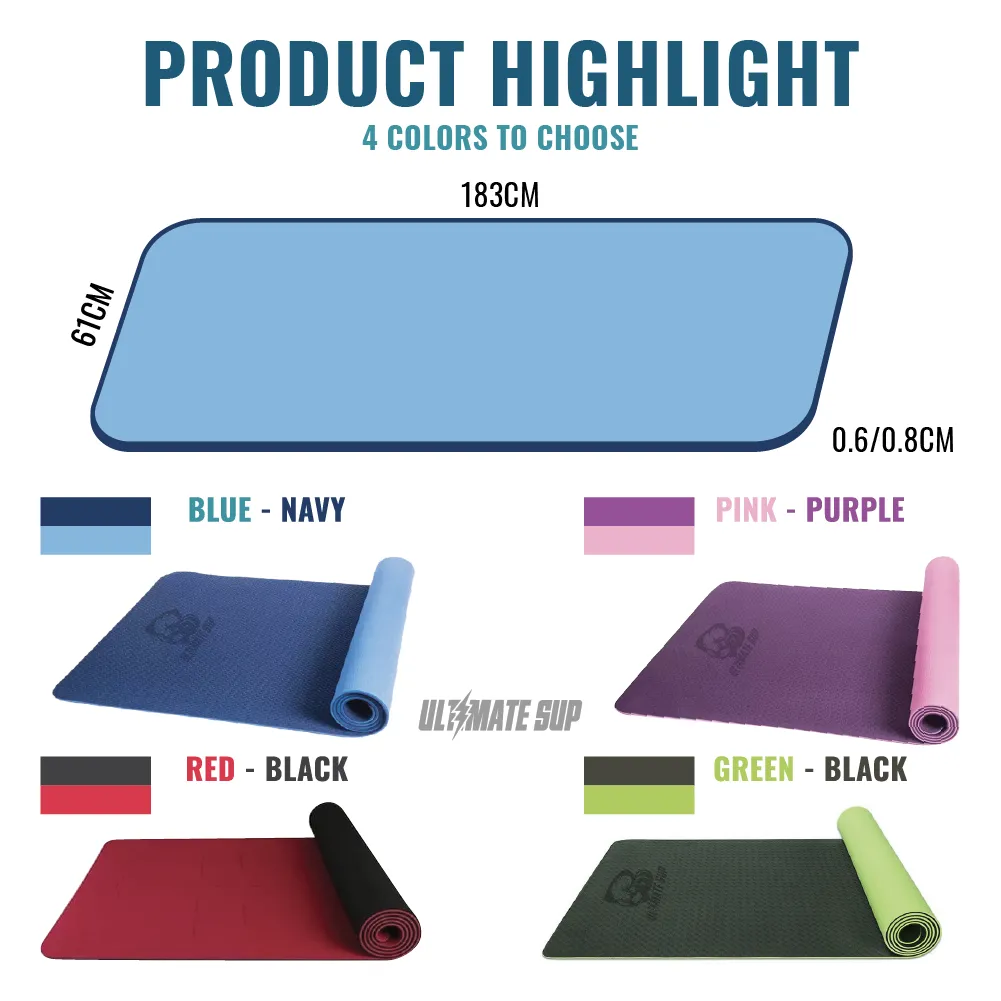 Ultimate Sup, Fitness Pilates Yoga Mat TPE, 1pcs | Various Color and Size