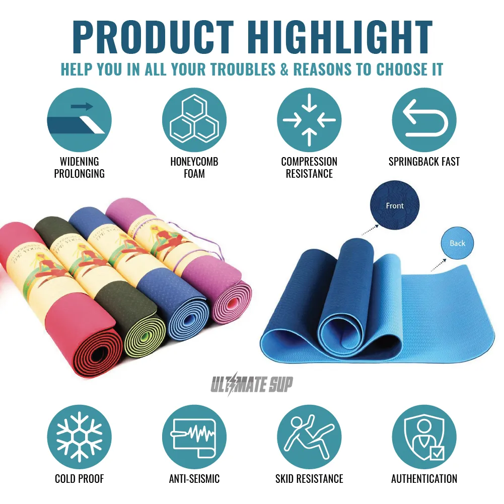 Ultimate Sup, Fitness Pilates Yoga Mat TPE, 1pcs | Various Color and Size