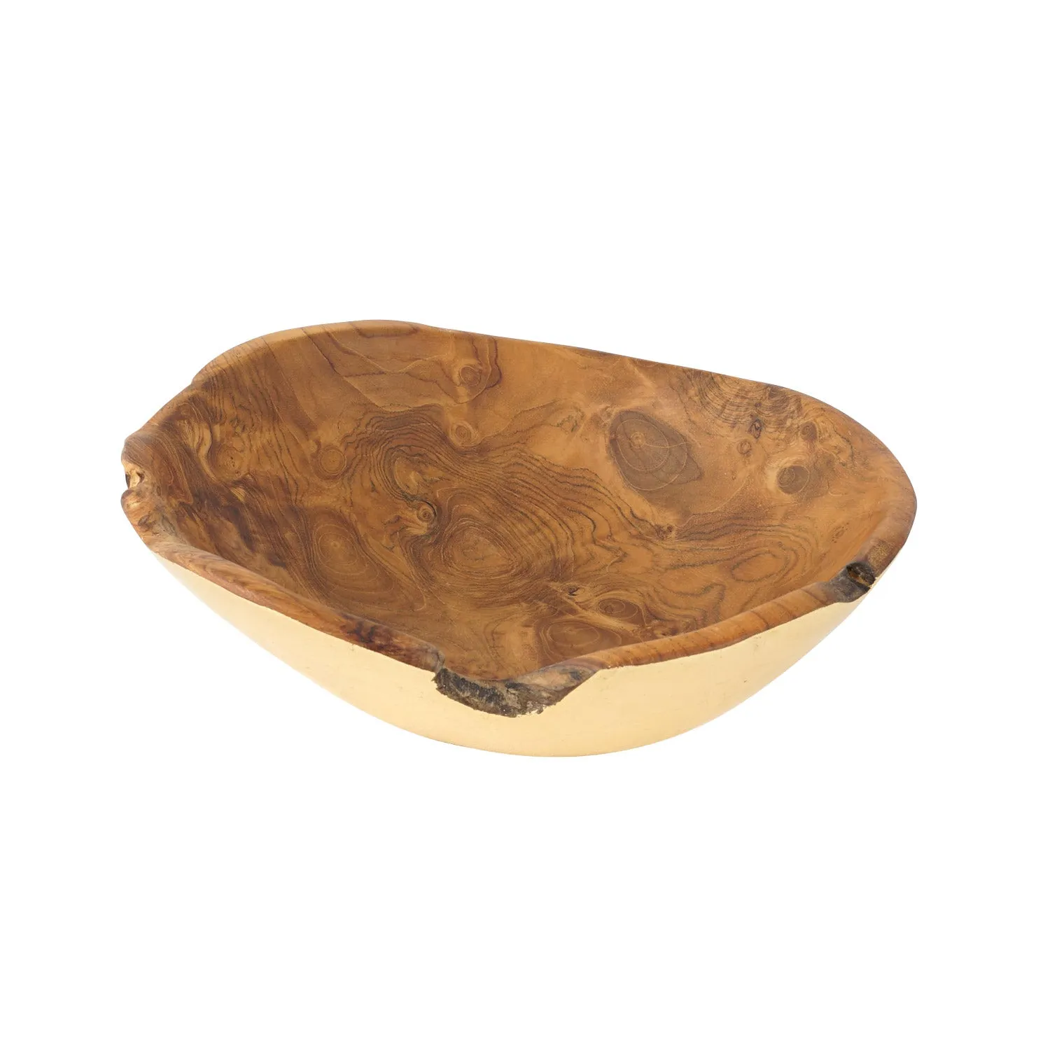 Umbria Teak Salad Fruit Bowl with Gold Leaf Exterior