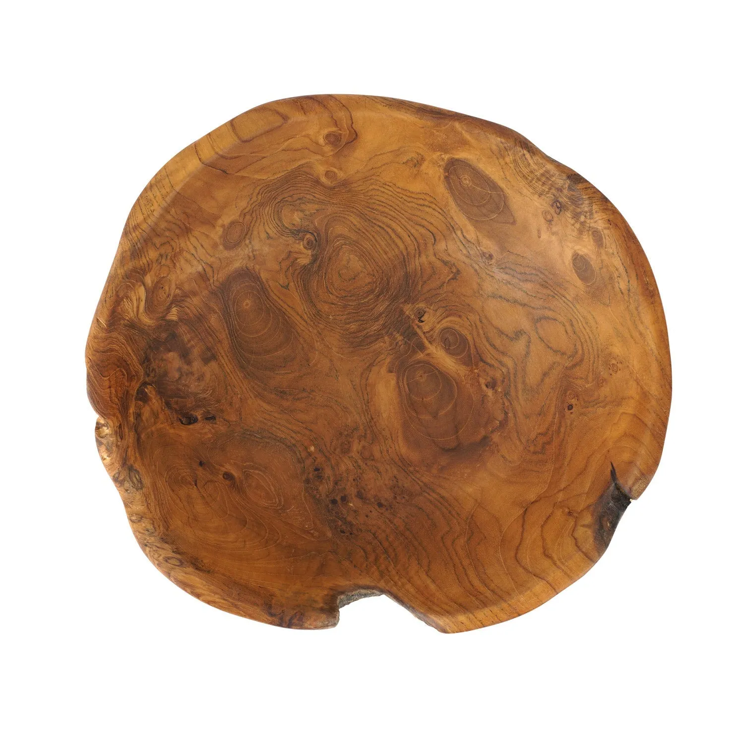 Umbria Teak Salad Fruit Bowl with Gold Leaf Exterior