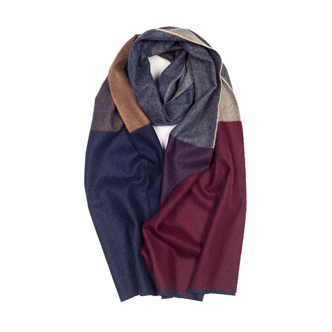 Vigo Buckley wool & cashmere double-faced scarf, Wine vicuna