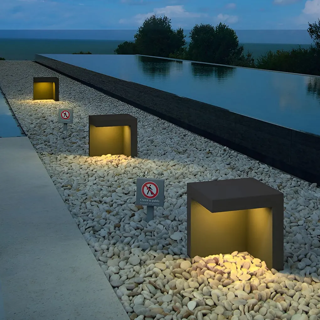 Waterproof LED Gray Modern Outdoor Path Lights Solar Fence Post Lights