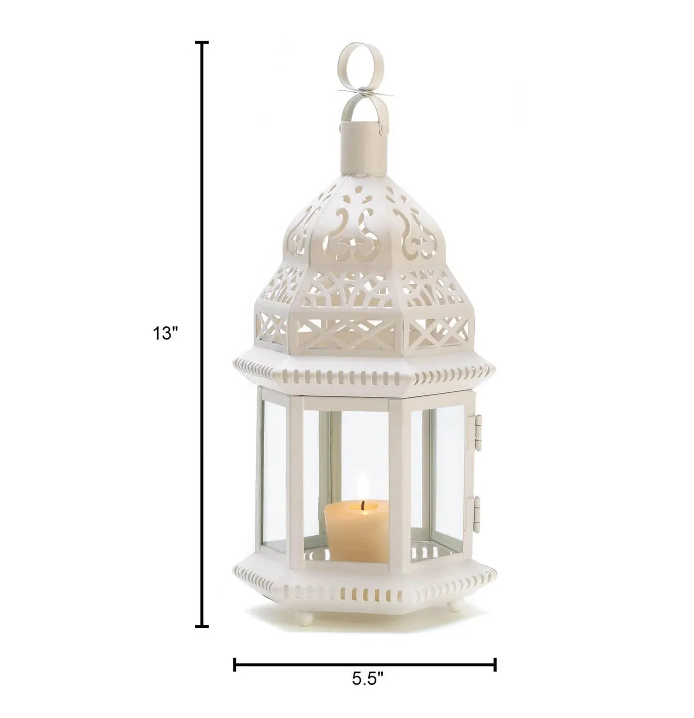 White Moroccan Style Candle Lantern