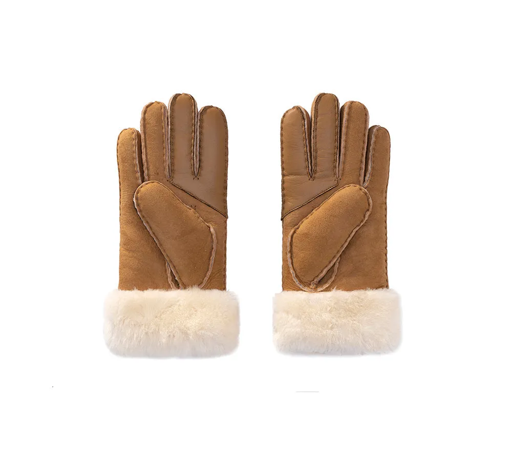 Women Fluffy Sheepskin Wool Gloves Warm Winter Mittens Stacey